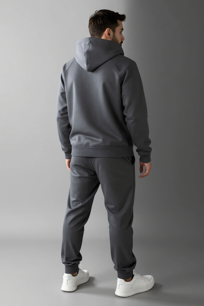 Athletic Zip-Up Tracksuit for Men - Grey
