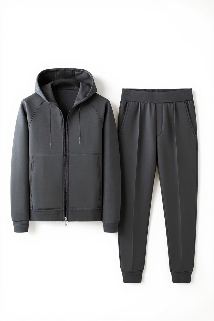 Athletic Zip-Up Tracksuit for Men - Grey