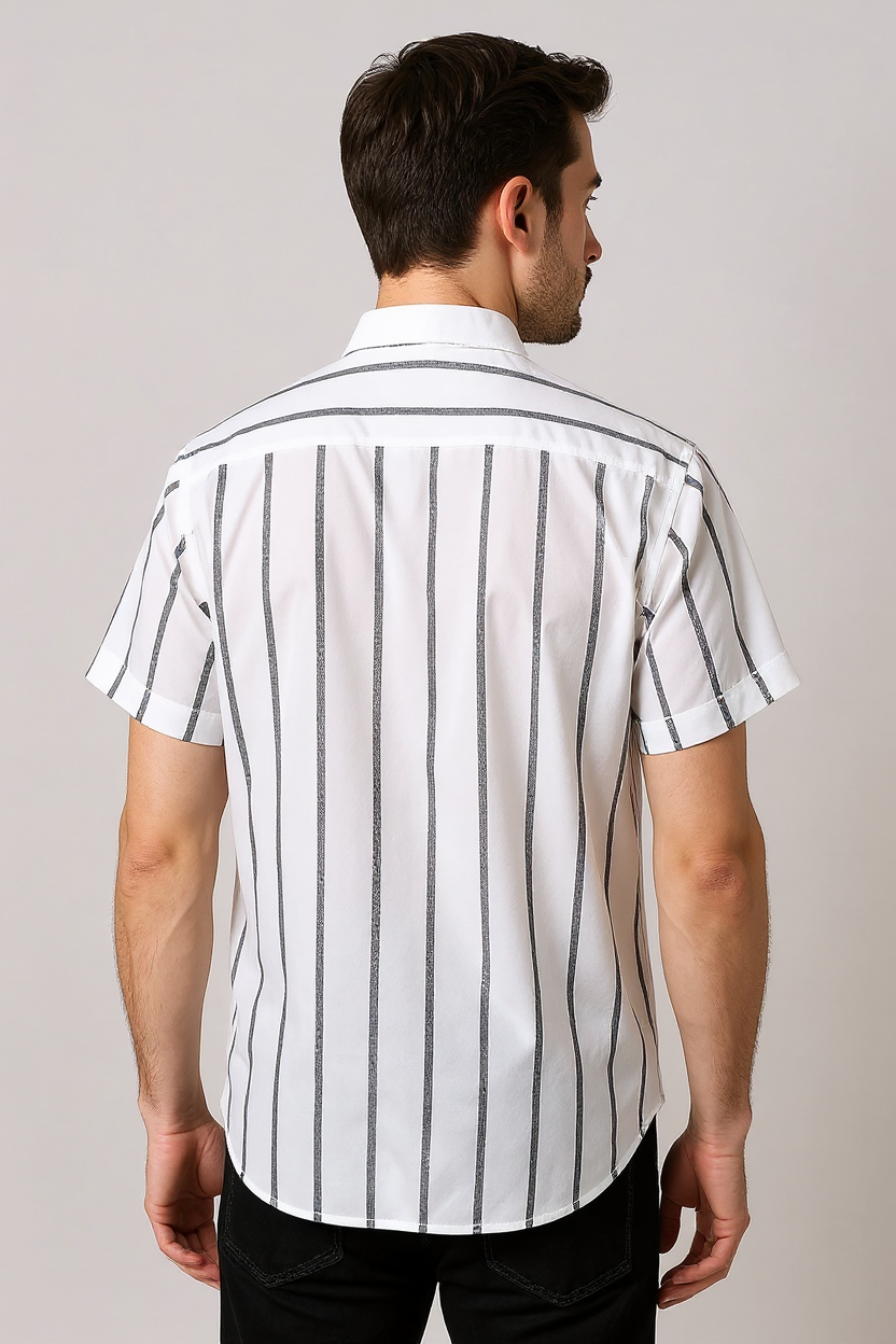 Camp Collar Linen Shirt for Men - White