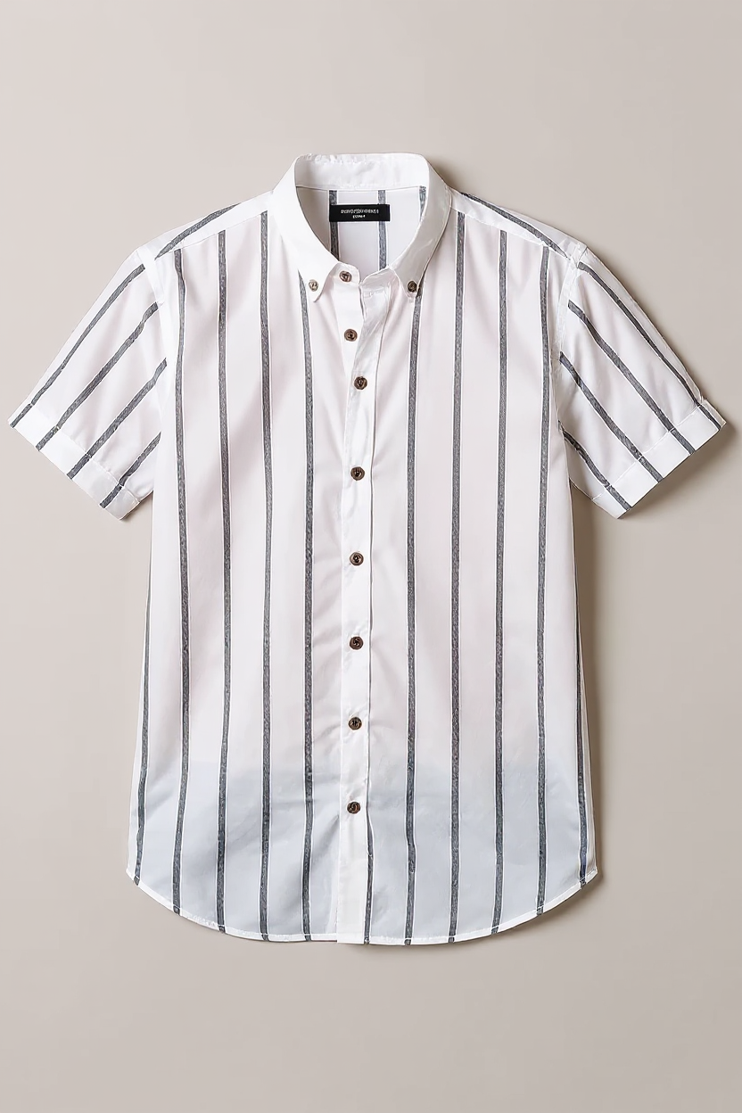 Camp Collar Linen Shirt for Men - White