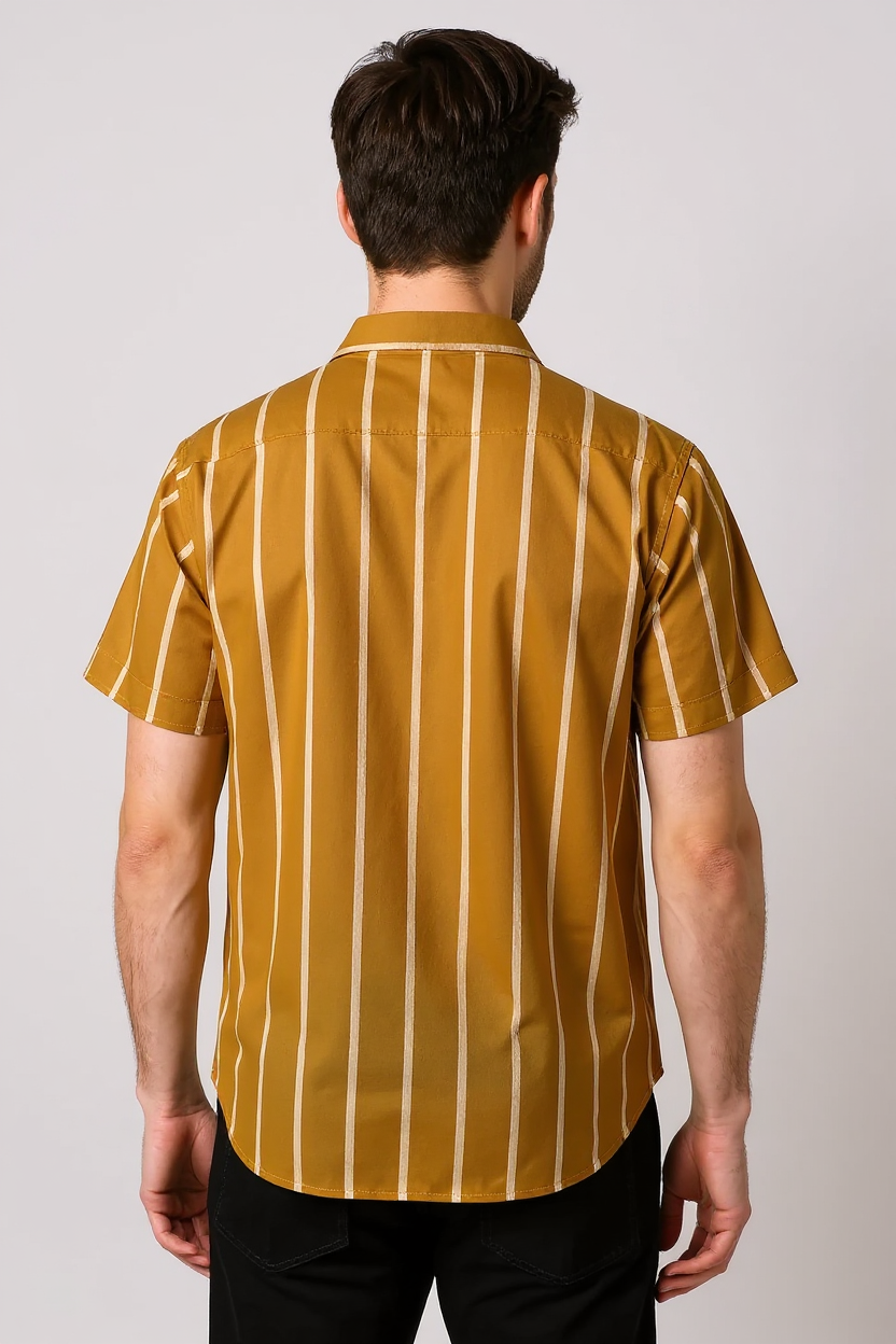 Camp Collar Linen Shirt for Men - Yellow