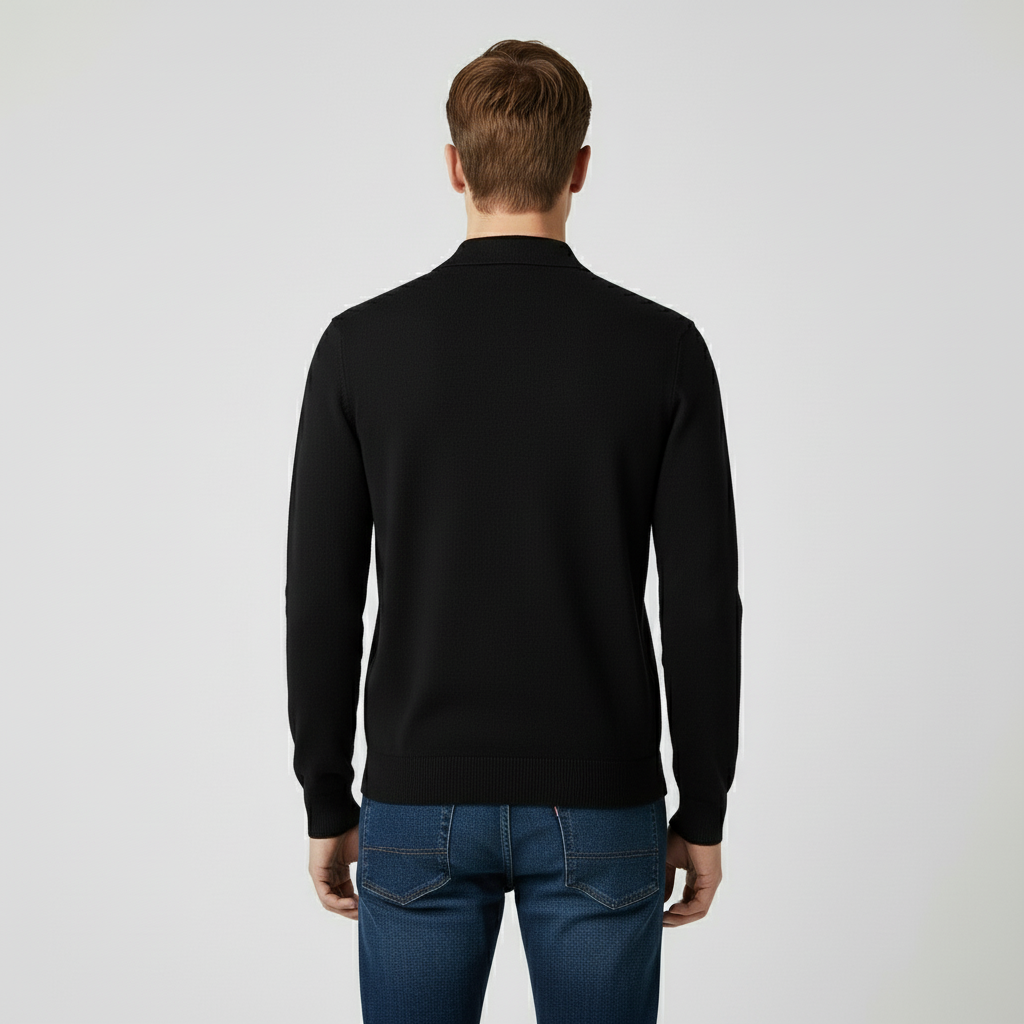Classic Men’s Long Sleeve Polo Shirt - Black