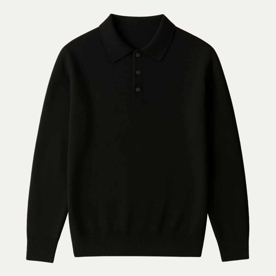Classic Men’s Long Sleeve Polo Shirt - Black