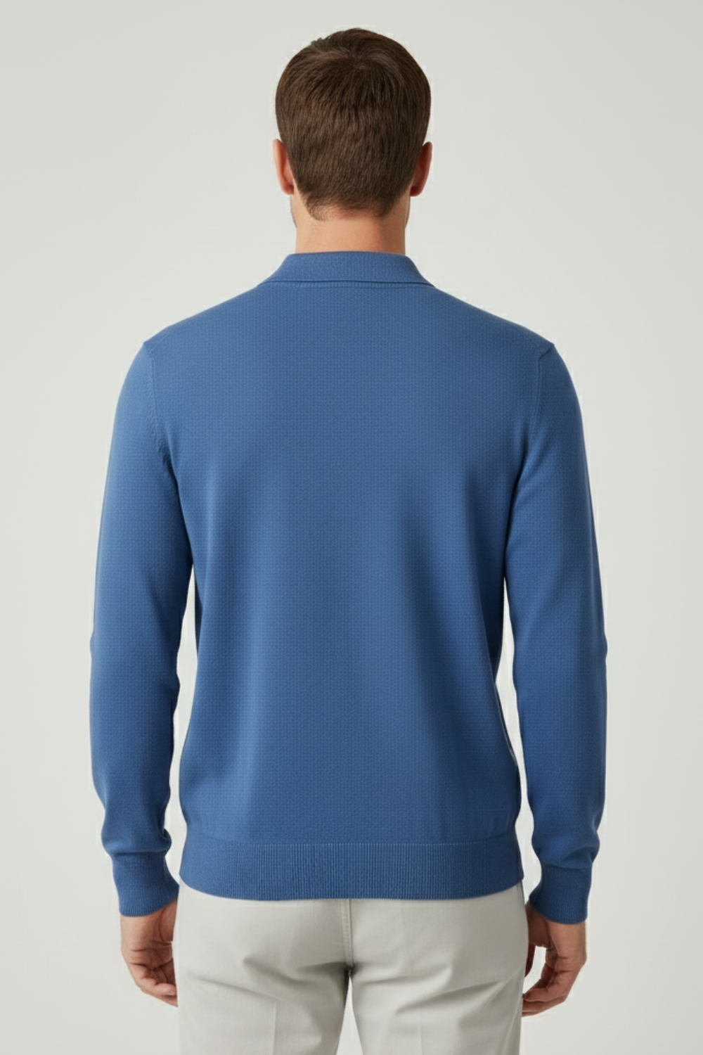 Classic Men’s Long Sleeve Polo Shirt - Blue