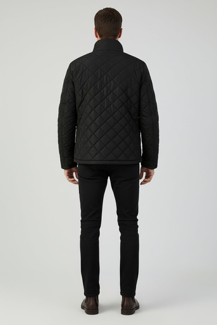 Classic Men’s Quilted Puffer Jacket - Black