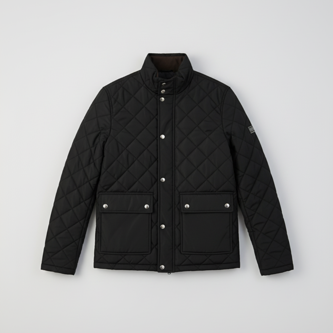 Classic Men’s Quilted Puffer Jacket - Black