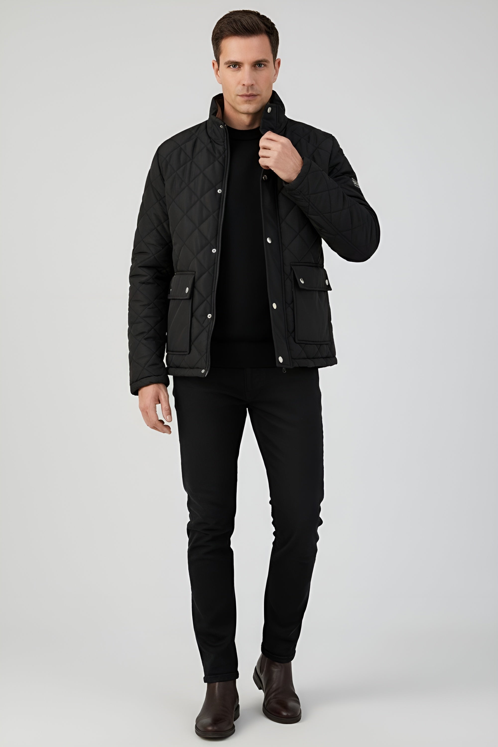 Classic Men’s Quilted Puffer Jacket - Black