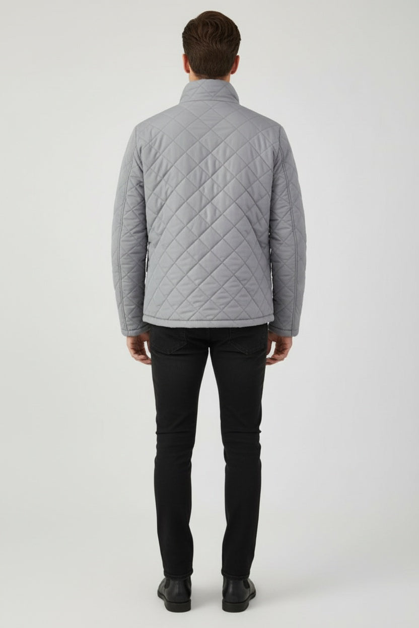 Classic Men’s Quilted Puffer Jacket - Grey