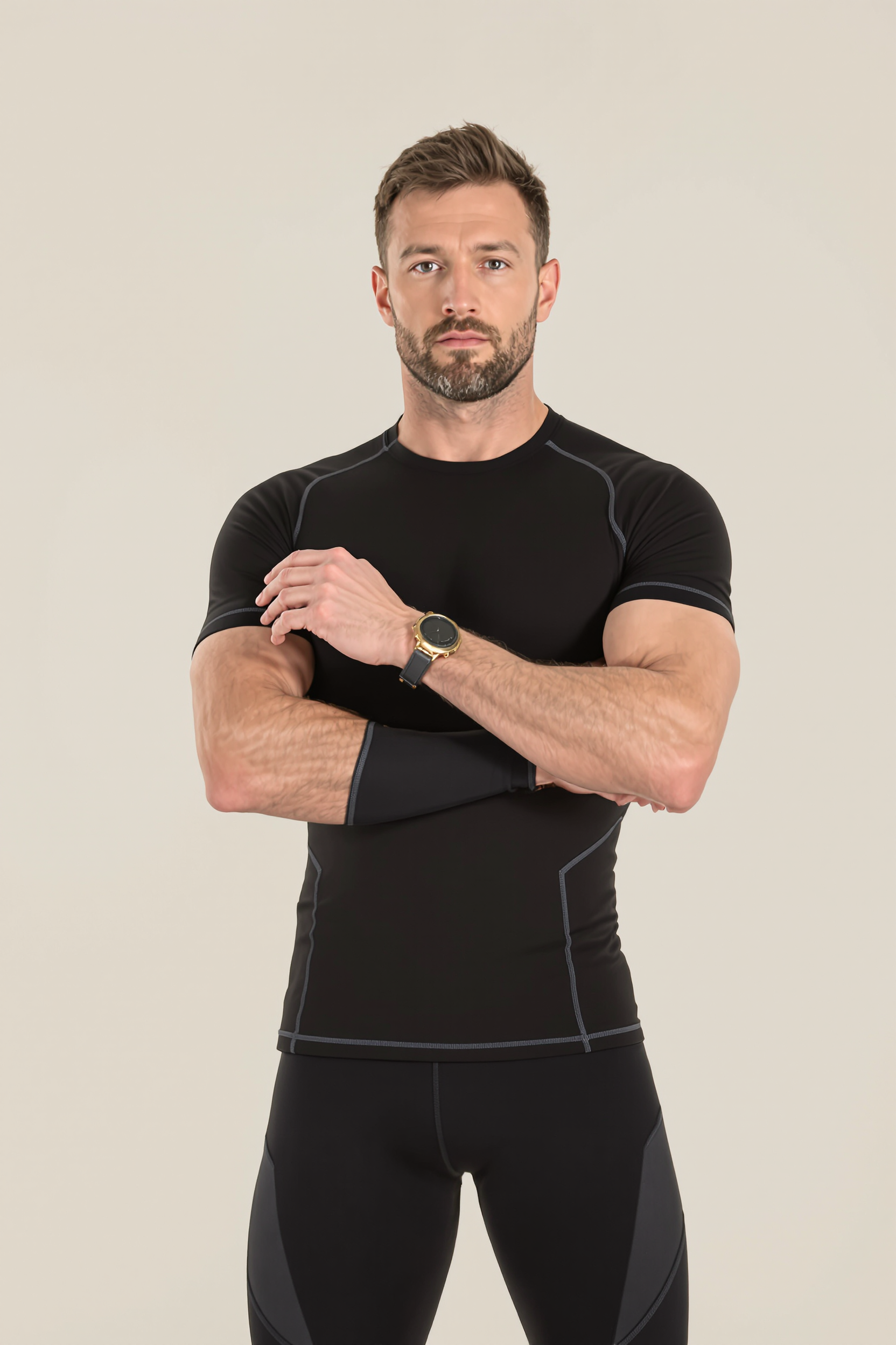 Compression Fit Training Tee for Men - Black