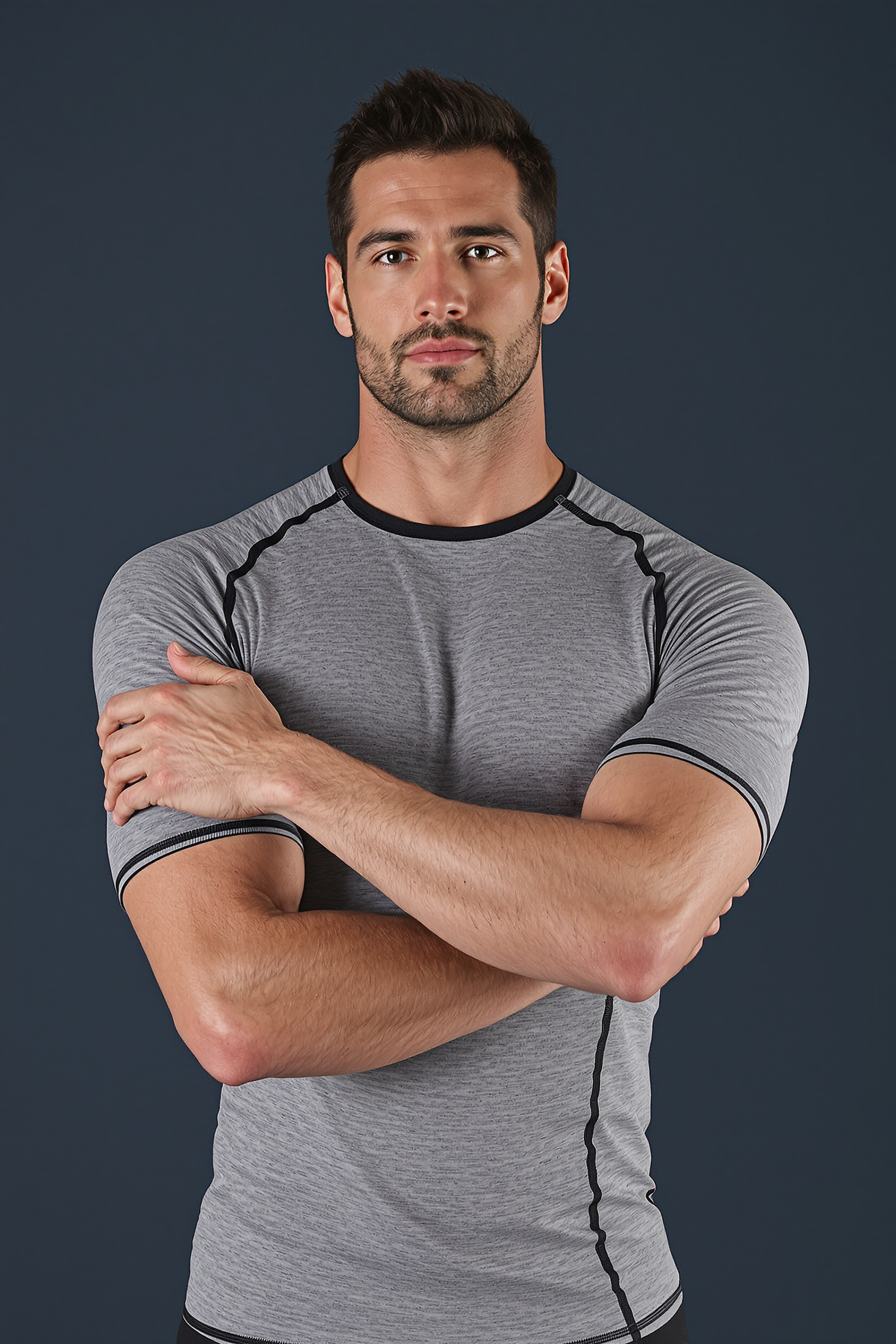Compression Fit Training Tee for Men - Grey