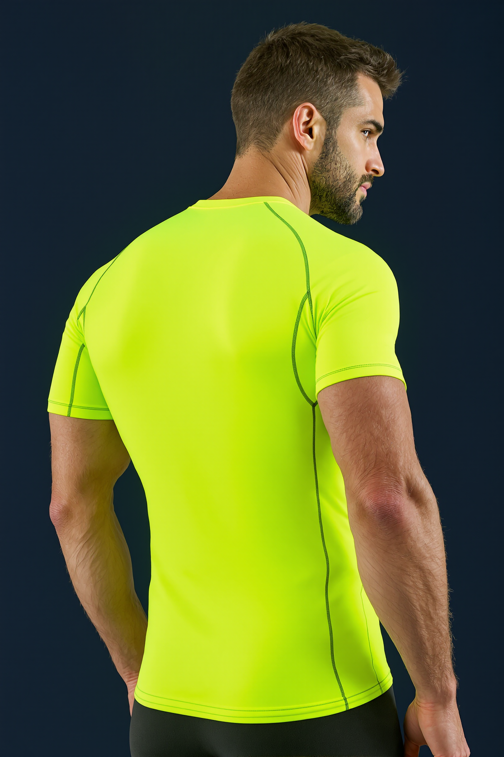 Compression Fit Training Tee for Men - Neon Green