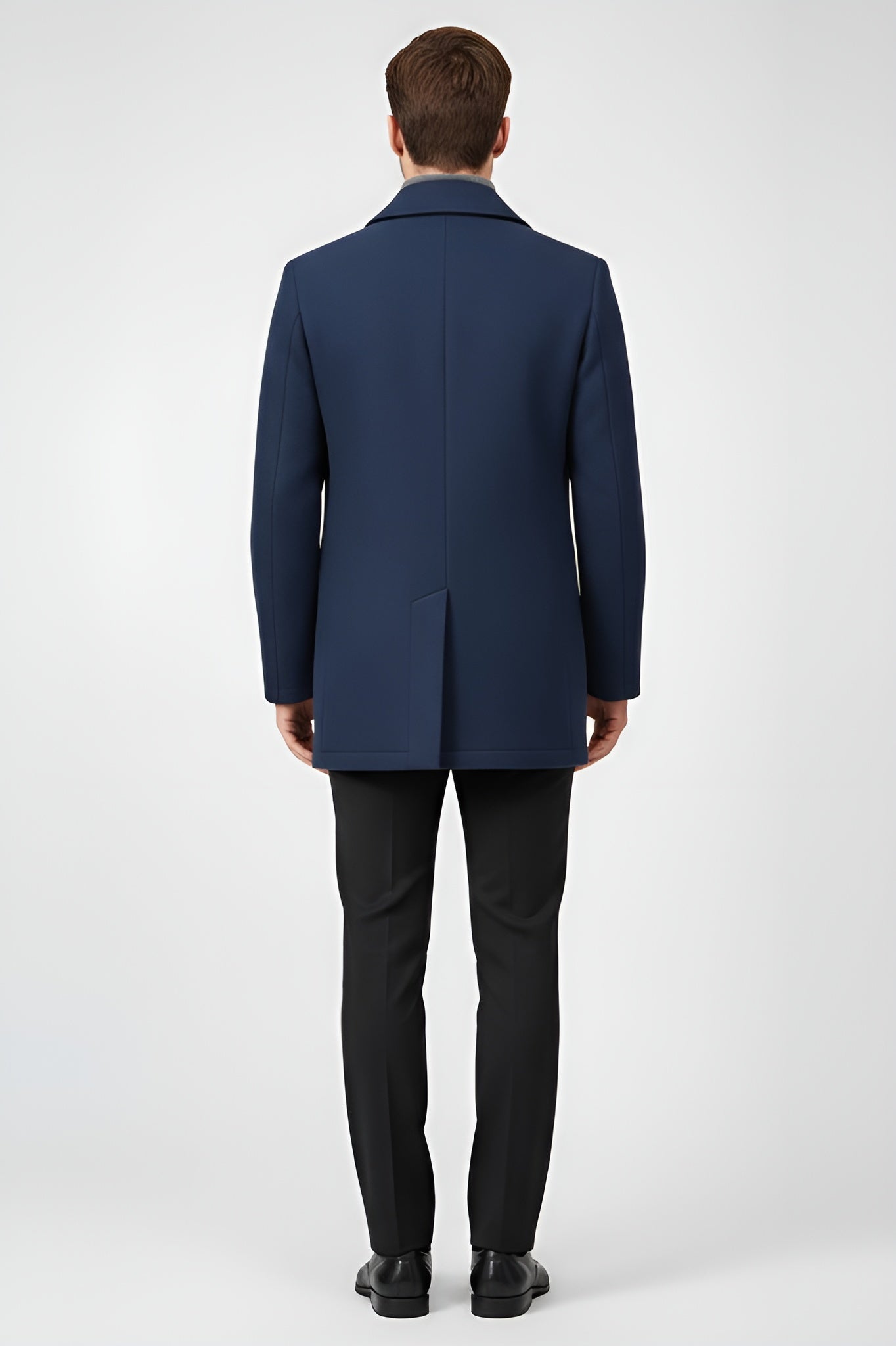 Elegant Men’s Wool Blend Peacoat - Blue