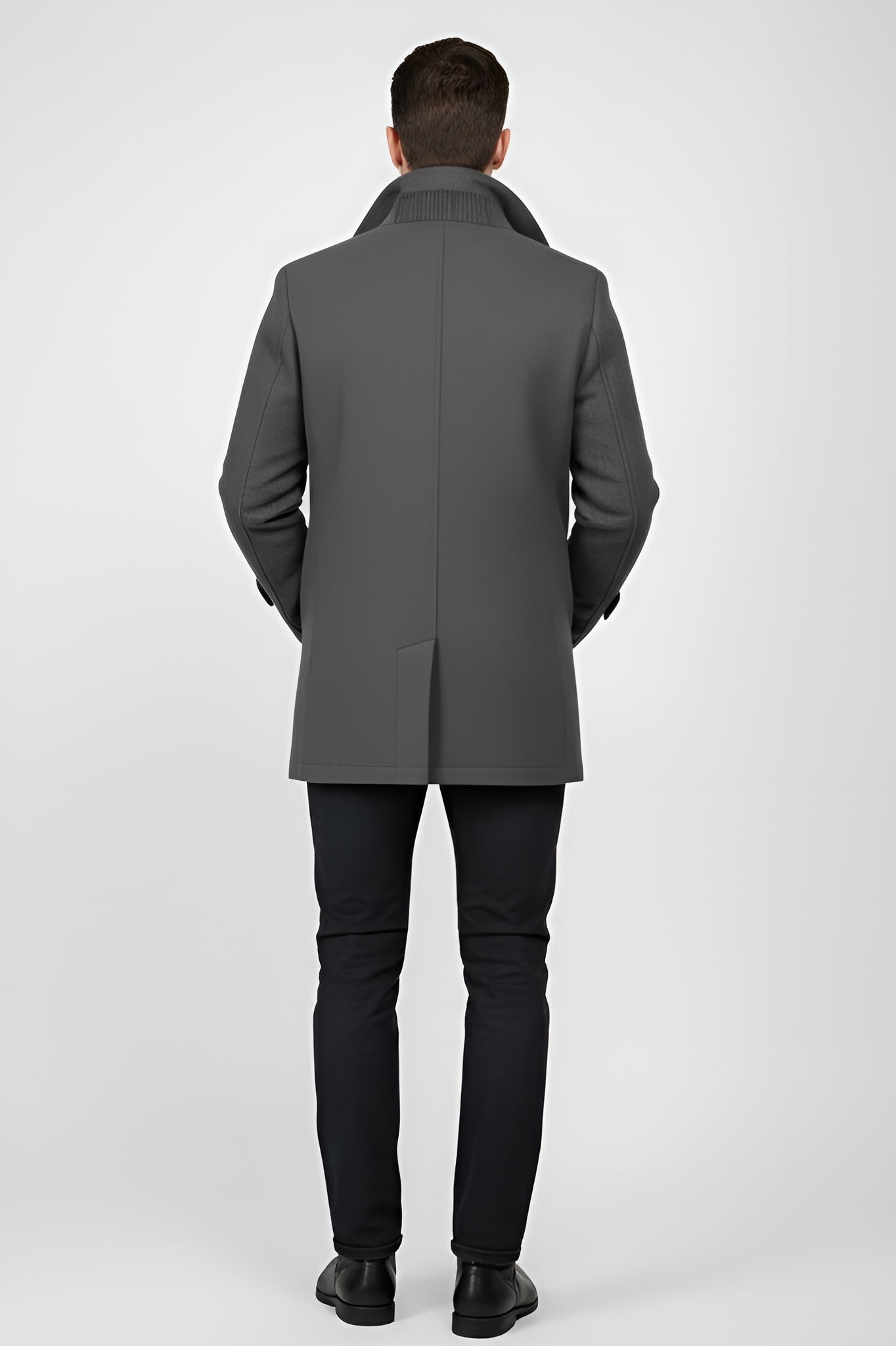 Elegant Men’s Wool Blend Peacoat - Grey