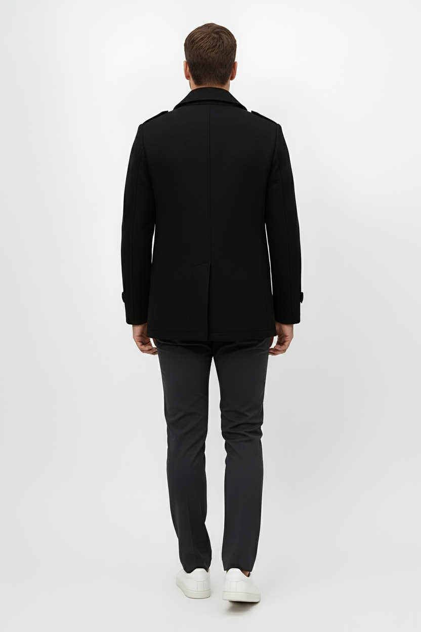 Elegant Short Trench Coat for Men - Black