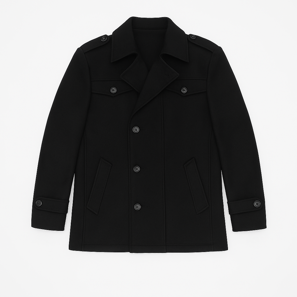 Elegant Short Trench Coat for Men - Black