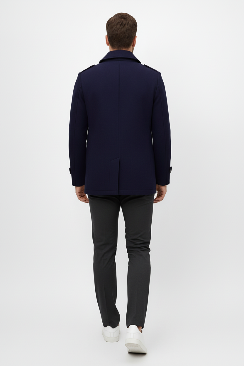 Elegant Short Trench Coat for Men - Blue