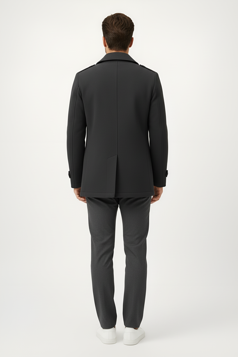 Elegant Short Trench Coat for Men - Grey