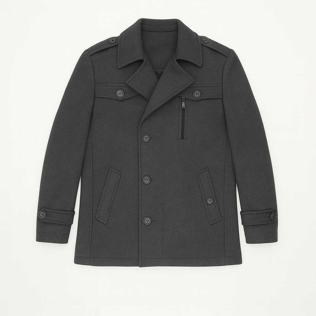 Elegant Short Trench Coat for Men - Grey