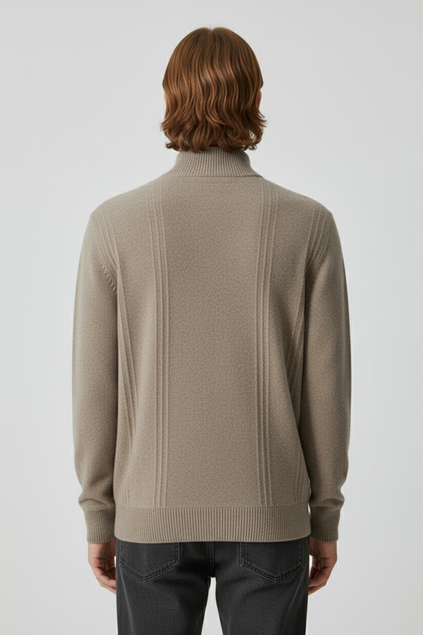 Essential Men’s Half Zip Up Jumper - Beige