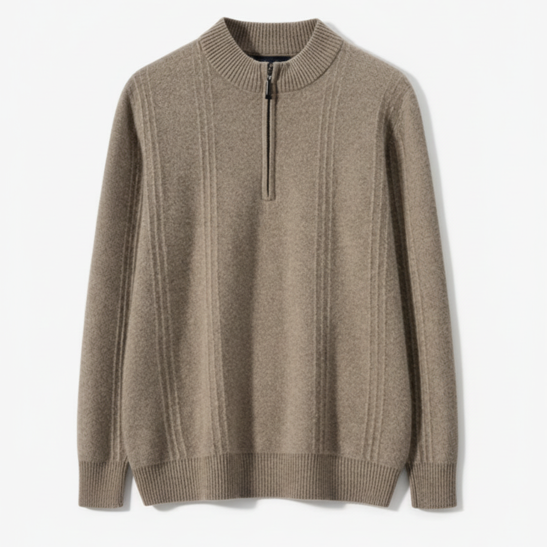 Essential Men’s Half Zip Up Jumper - Beige