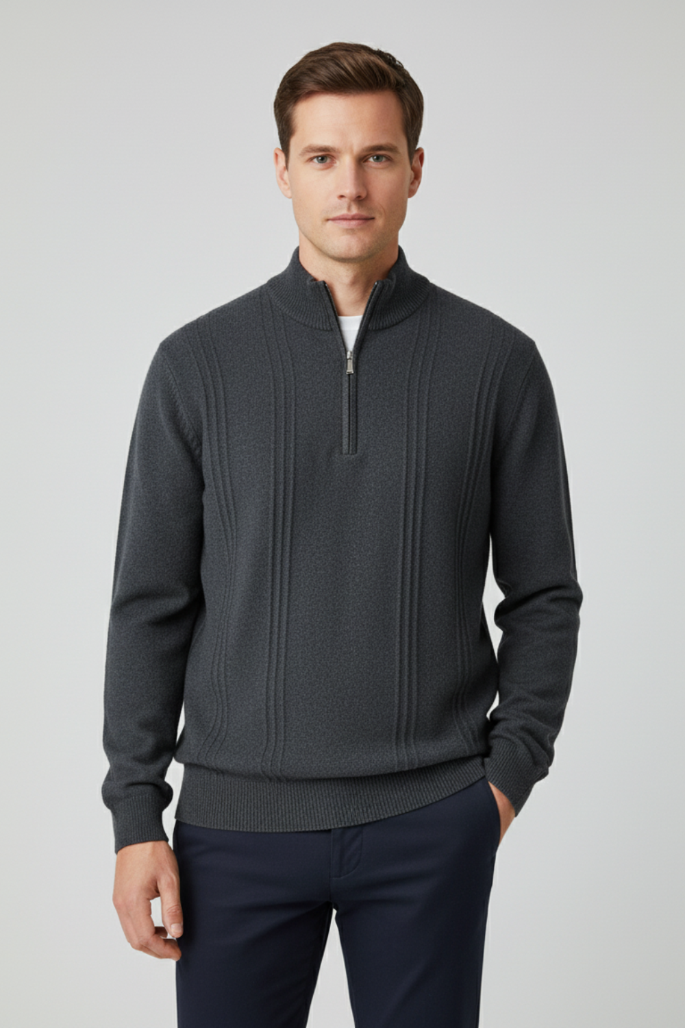 Essential Men’s Half Zip Up Jumper - Dark Grey