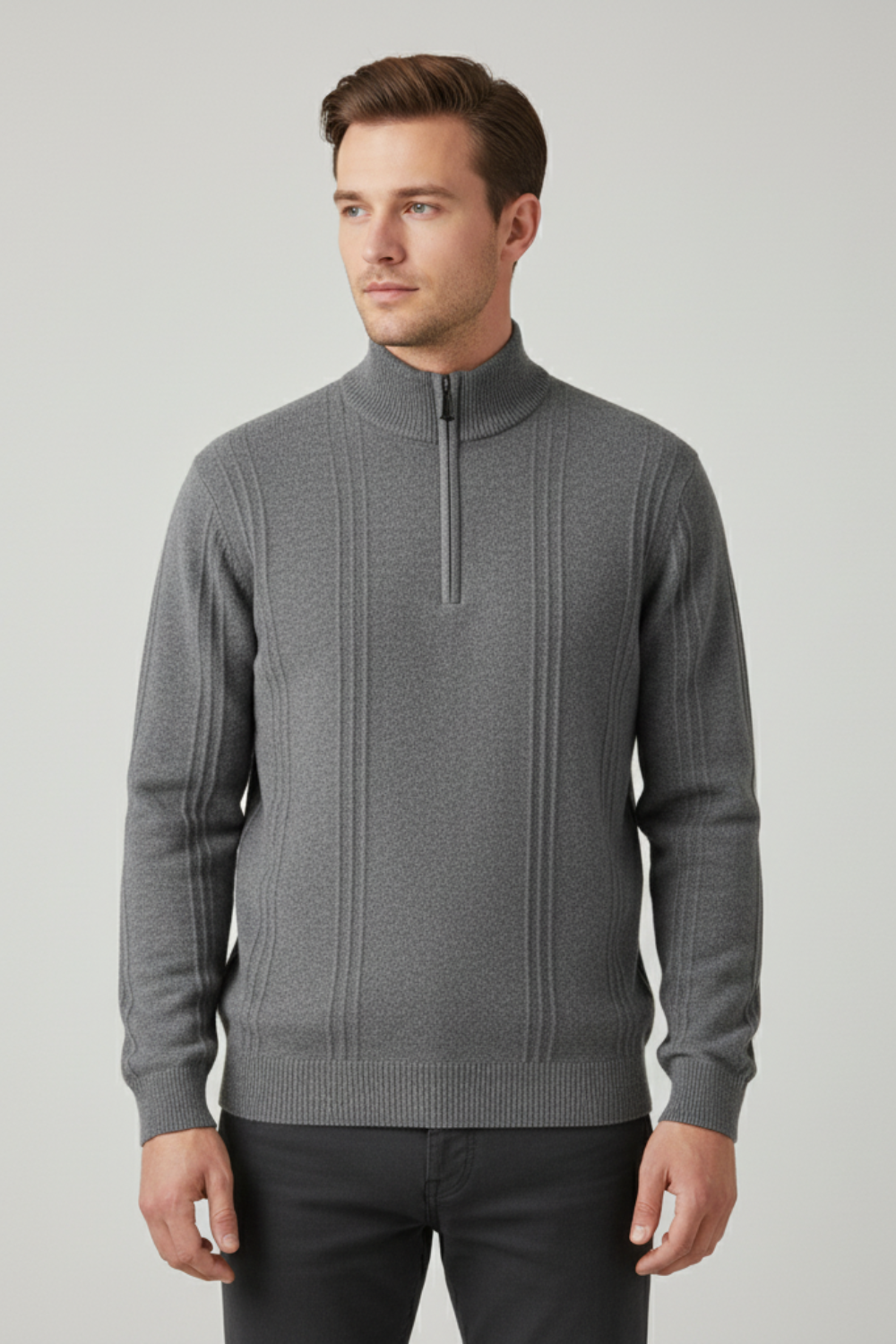 Essential Men’s Half Zip Up Jumper - Grey