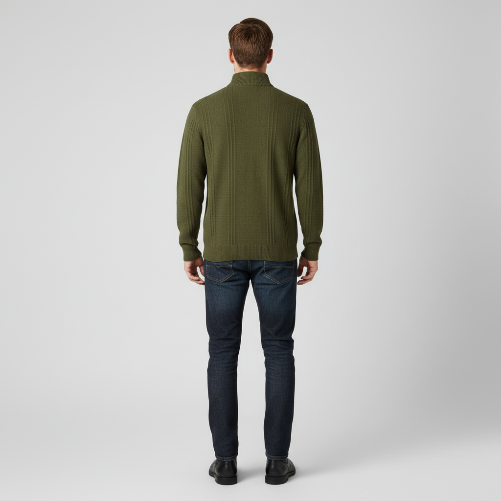Essential Men’s Half Zip Up Jumper - Olive Green
