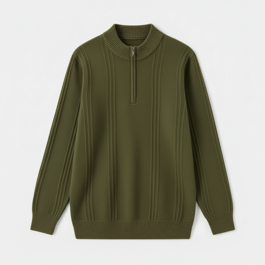Essential Men’s Half Zip Up Jumper - Olive Green