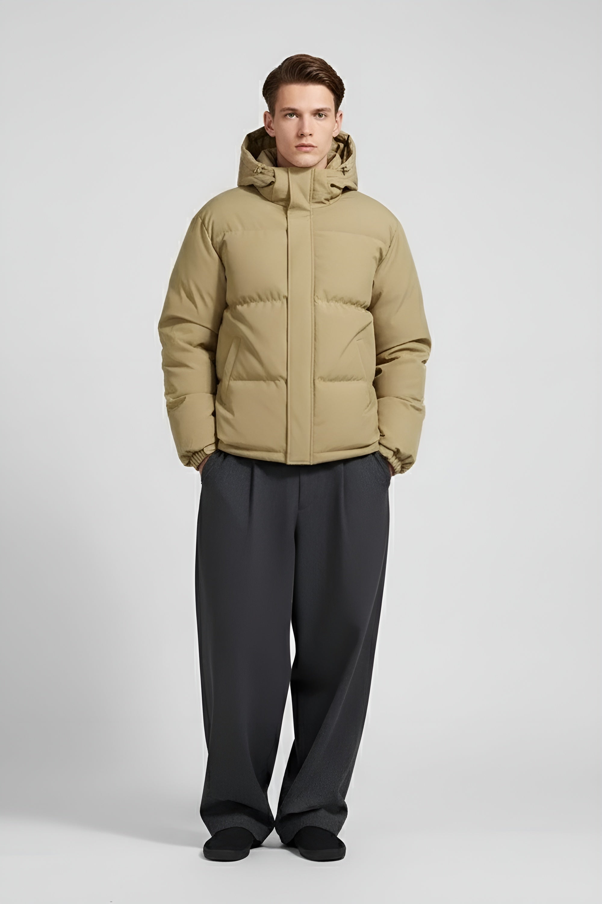 Essential Men’s Puffer Jacket Parka - Beige