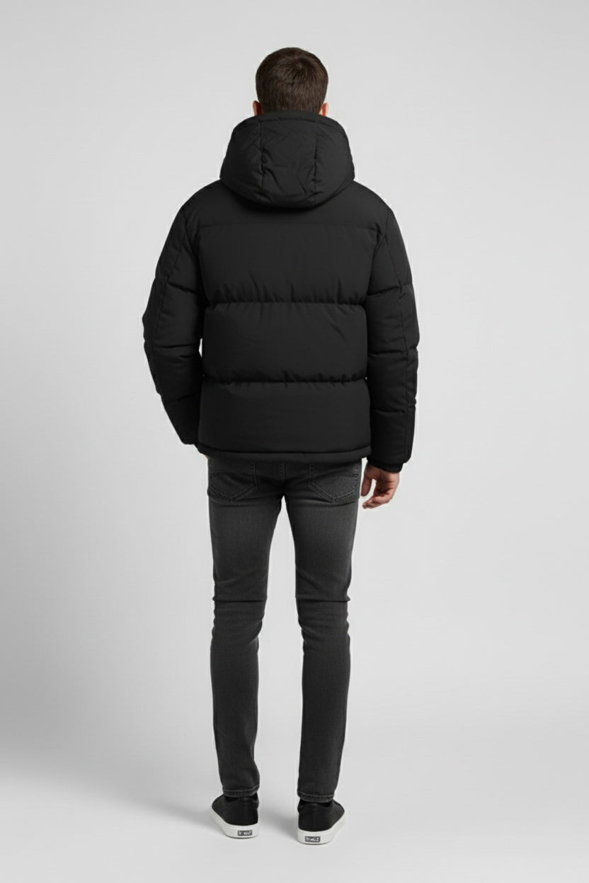 Essential Men’s Puffer Jacket Parka - Black