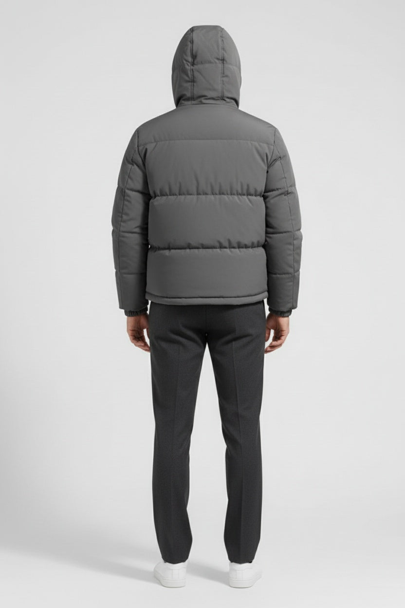 Essential Men’s Puffer Jacket Parka - Dark Grey