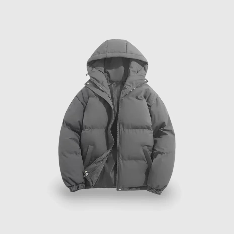 Essential Men’s Puffer Jacket Parka - Dark Grey