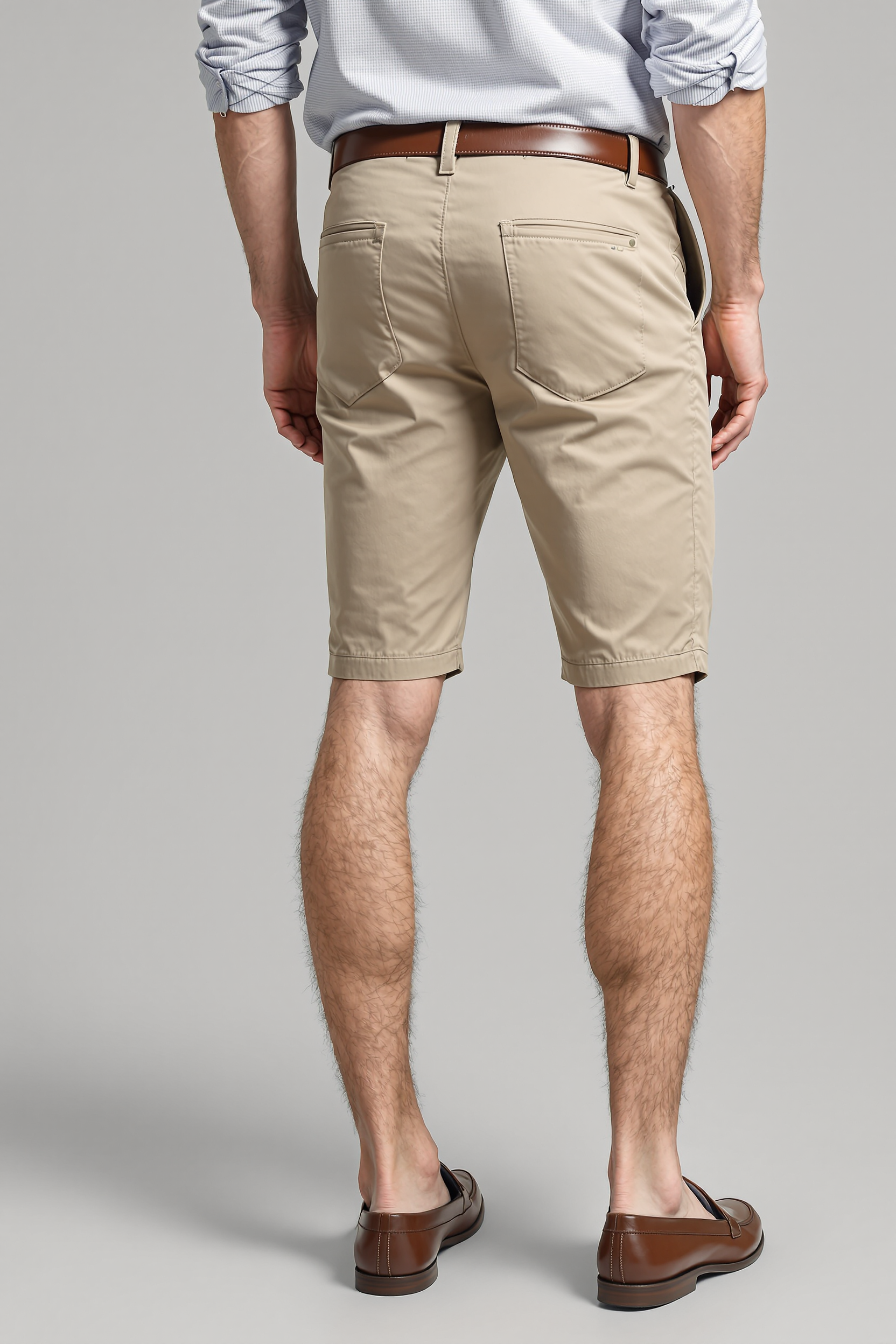 Fitted Stretch Chino Shorts for Men - Beige