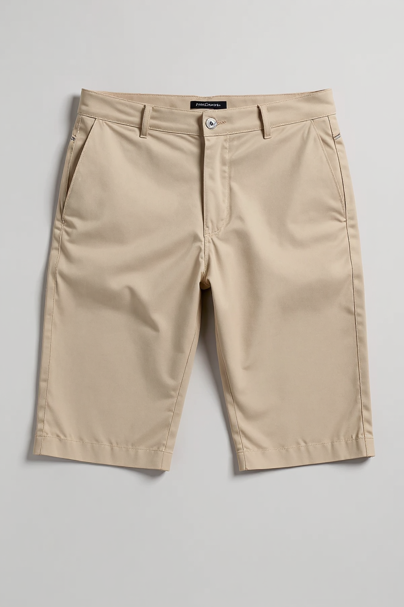 Fitted Stretch Chino Shorts for Men - Beige