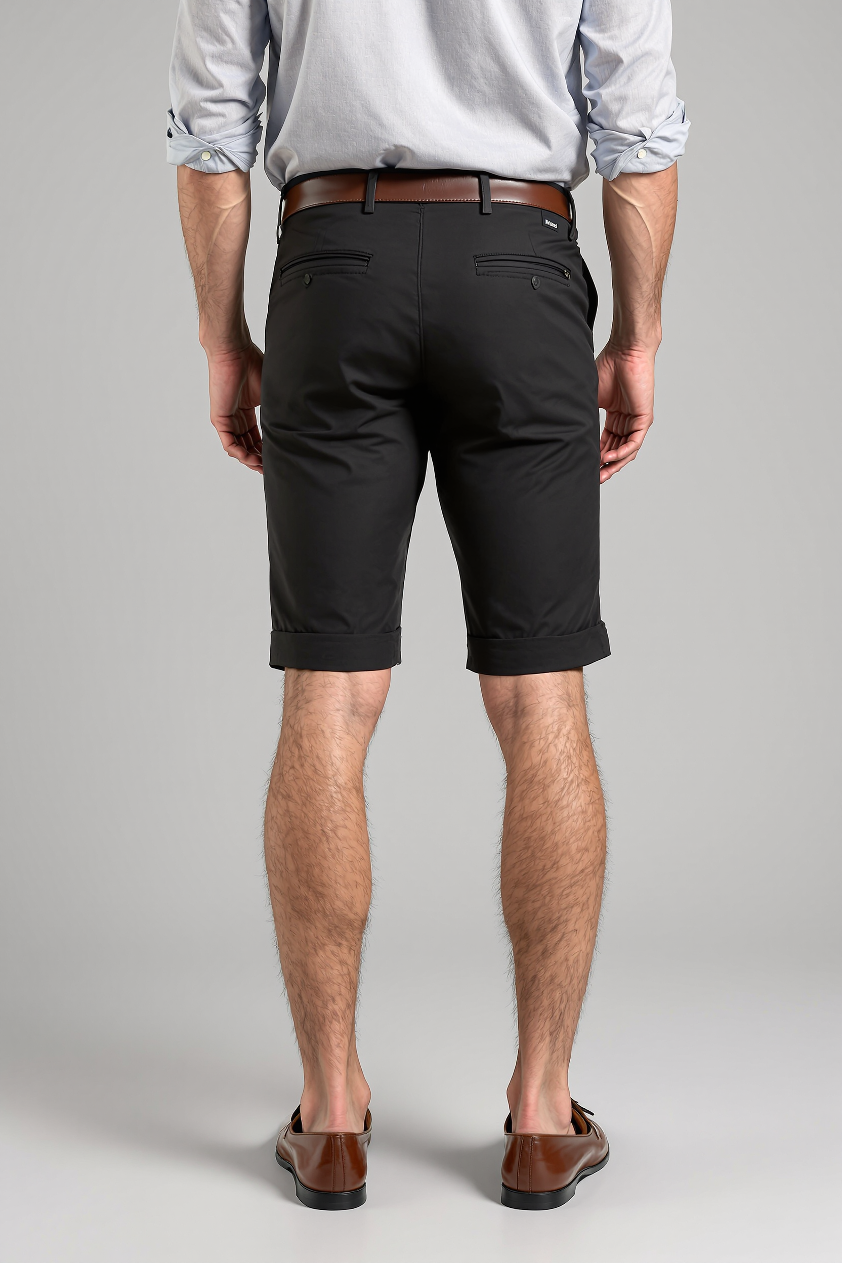 Fitted Stretch Chino Shorts for Men - Black