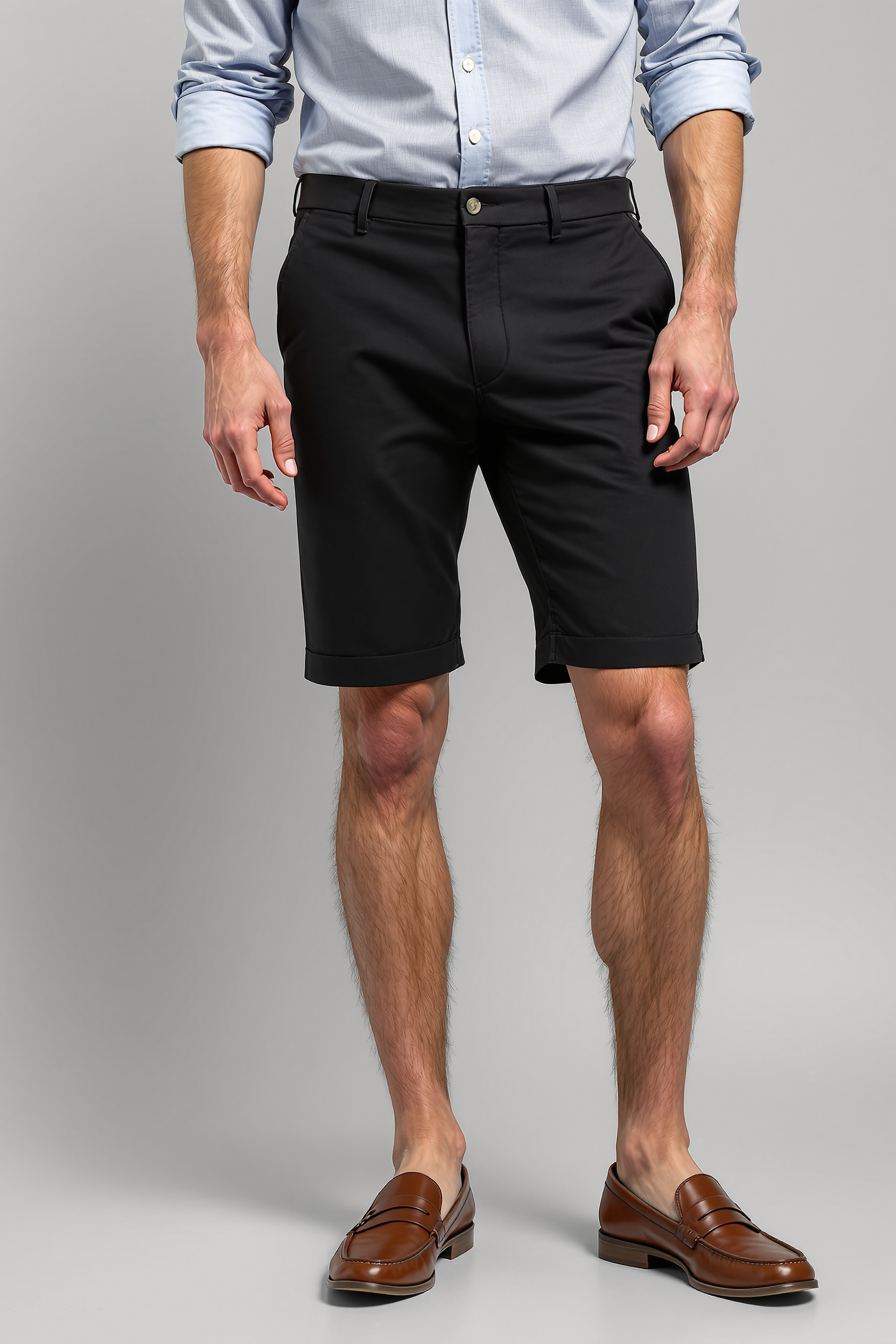 Fitted Stretch Chino Shorts for Men - Black