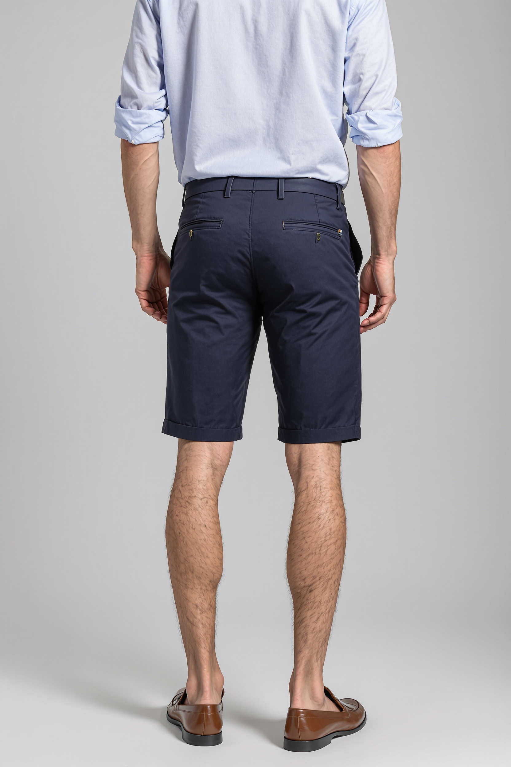 Fitted Stretch Chino Shorts for Men - Blue