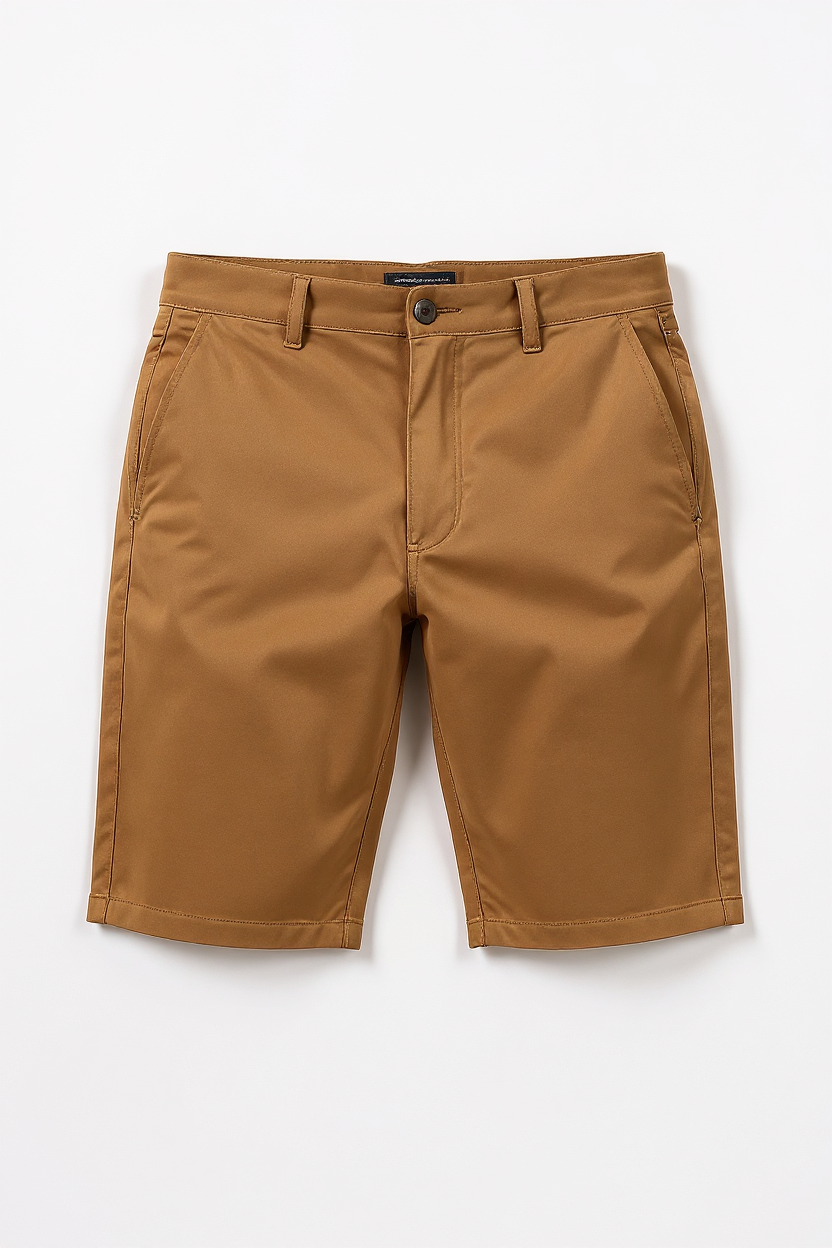 Fitted Stretch Chino Shorts for Men - Brown