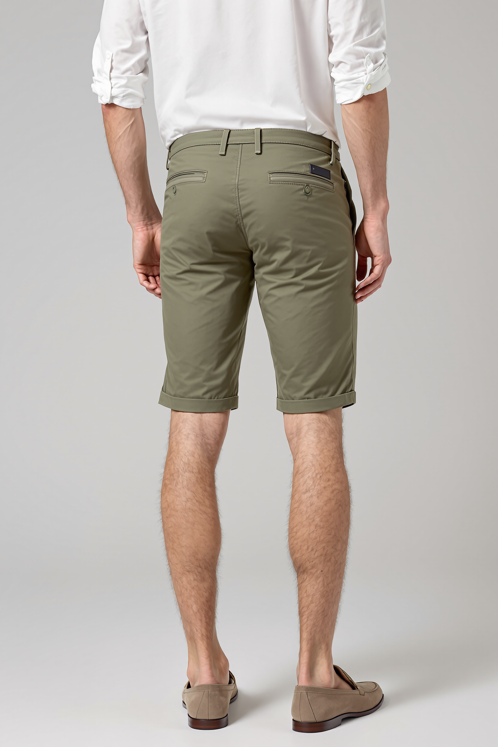 Fitted Stretch Chino Shorts for Men - Green