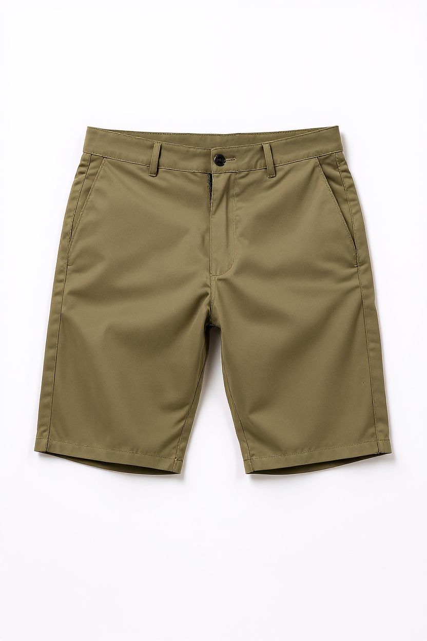 Fitted Stretch Chino Shorts for Men - Green
