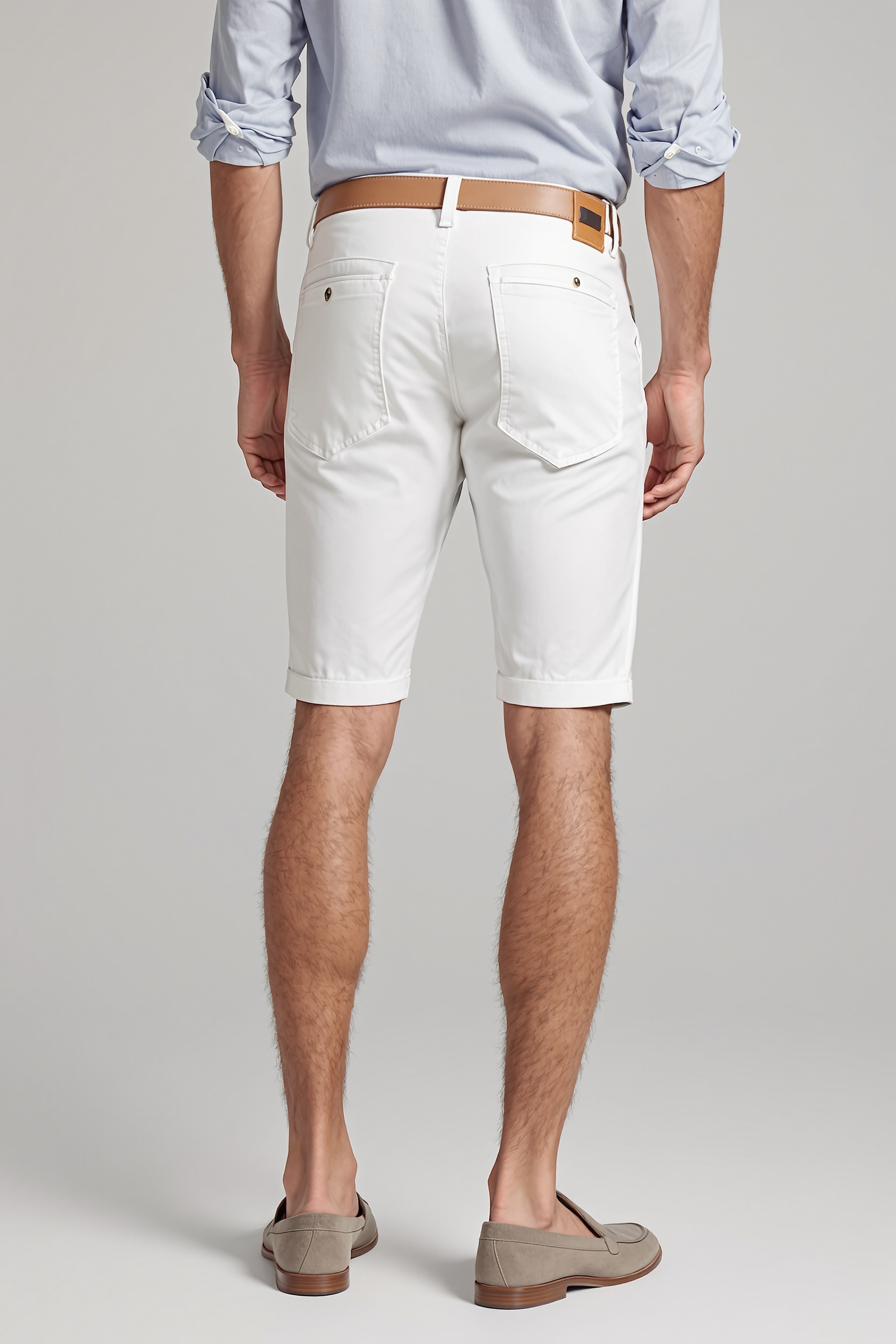 Fitted Stretch Chino Shorts for Men - White