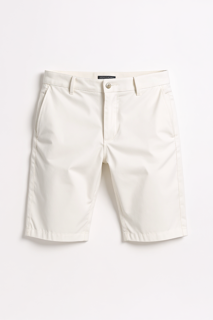 Fitted Stretch Chino Shorts for Men - White
