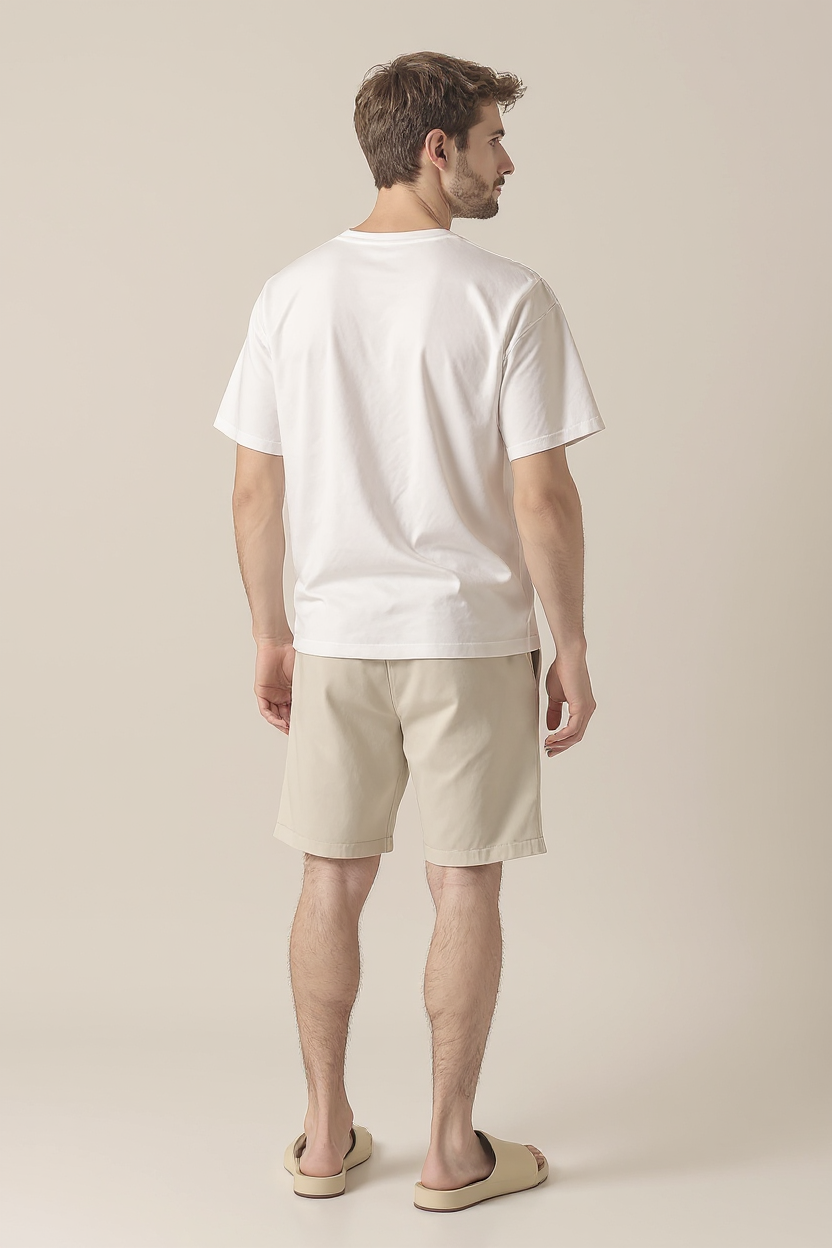 Heavyweight Fleece Shorts with Drawstring Waist for Men - Beige