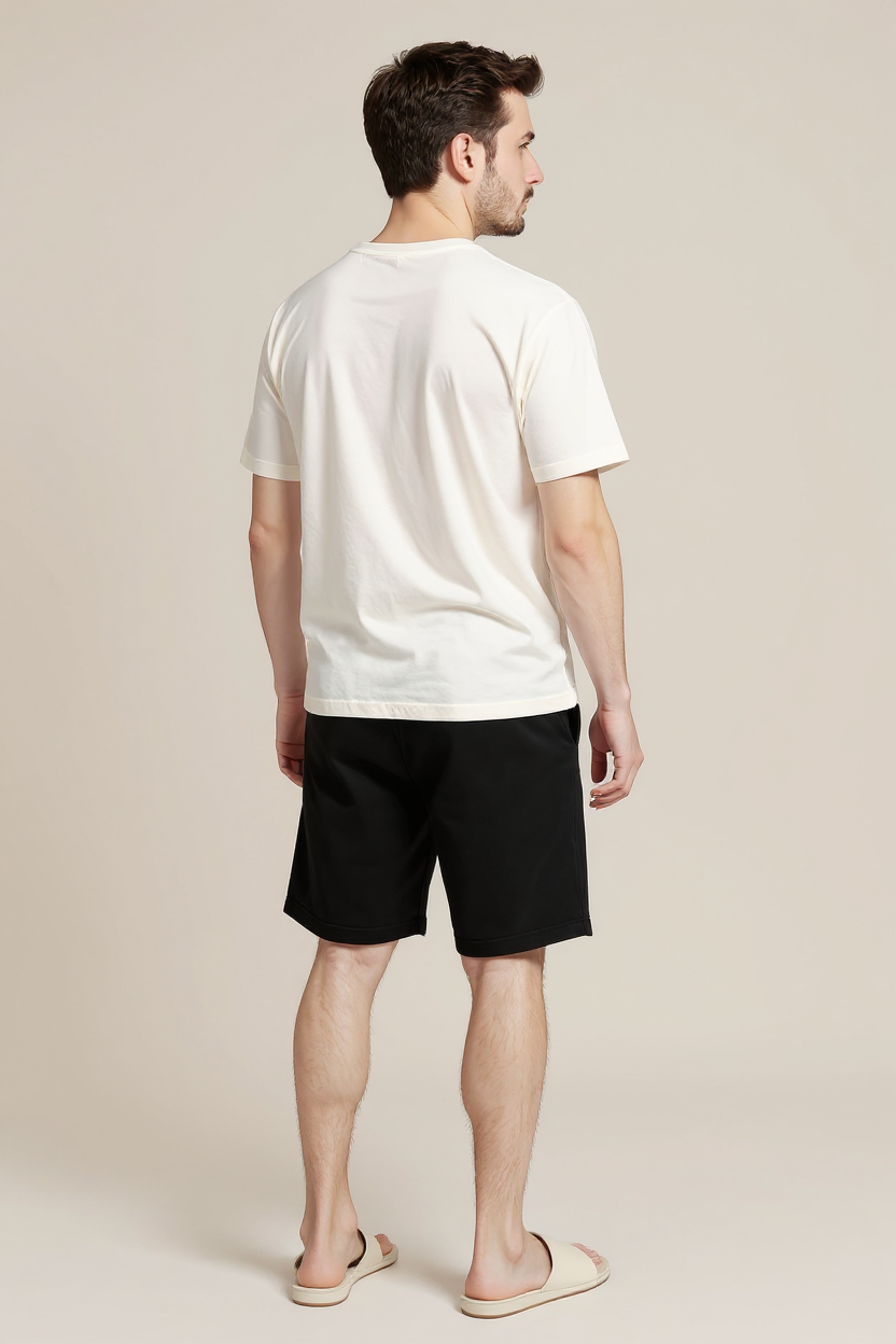 Heavyweight Fleece Shorts with Drawstring Waist for Men - Black