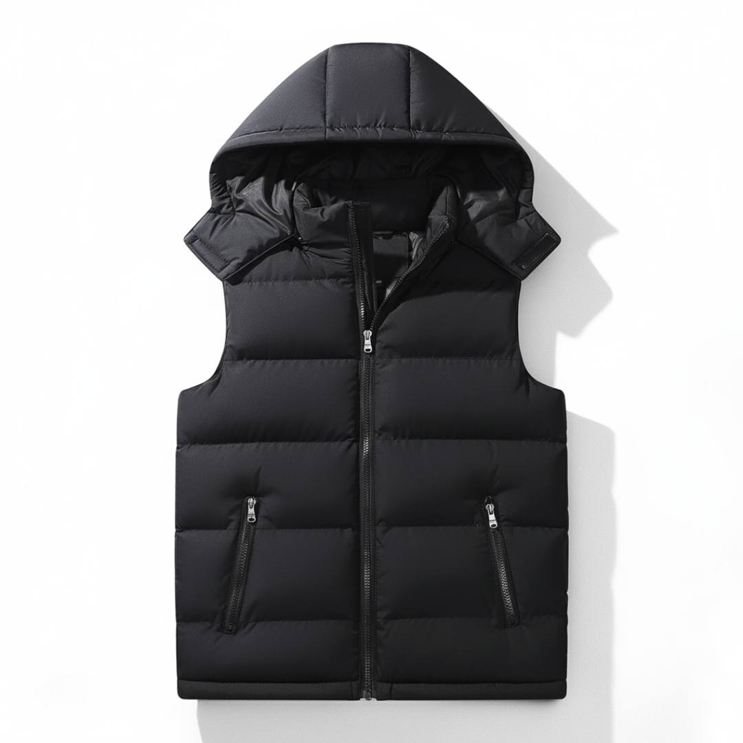 Hooded Puffer Gilet for Men - Black