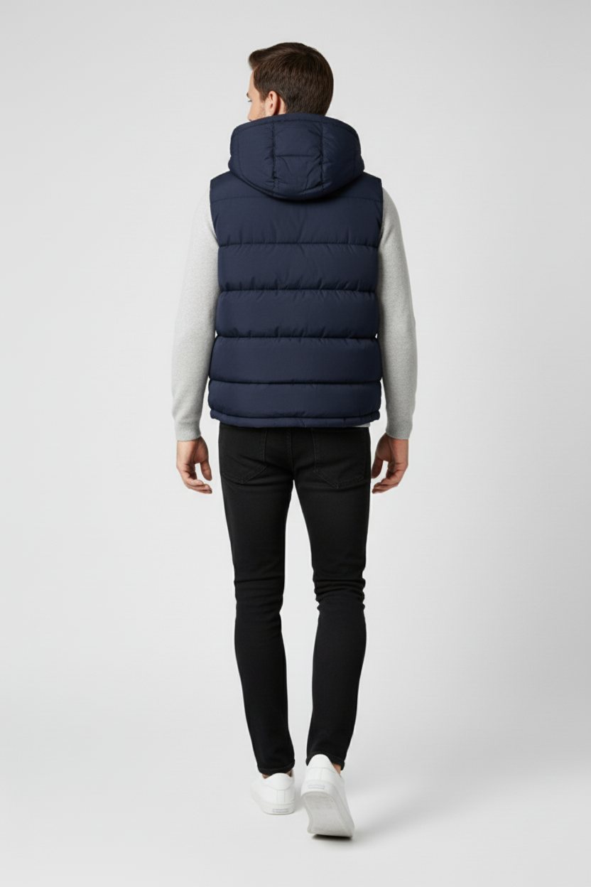Hooded Puffer Gilet for Men - Navy