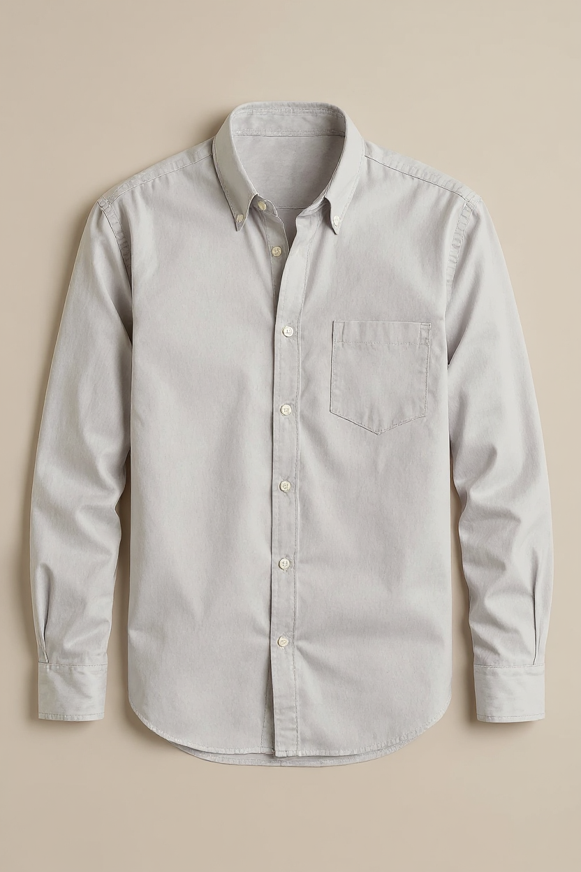 Linen Button-Front Overshirt for Men - Grey