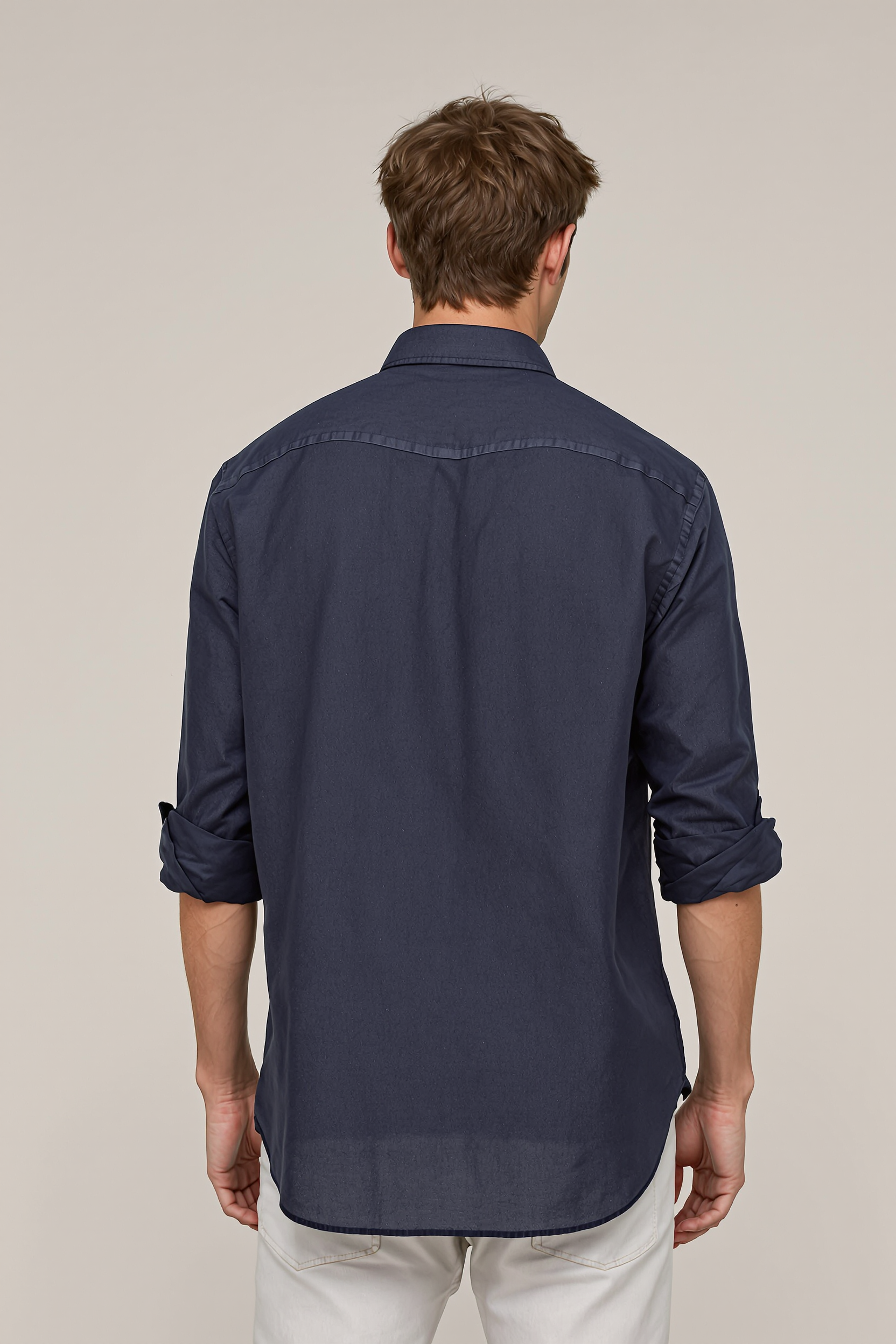 Linen Button-Front Overshirt for Men - Navy