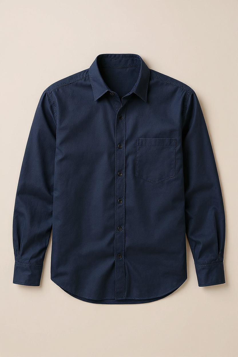 Linen Button-Front Overshirt for Men - Navy