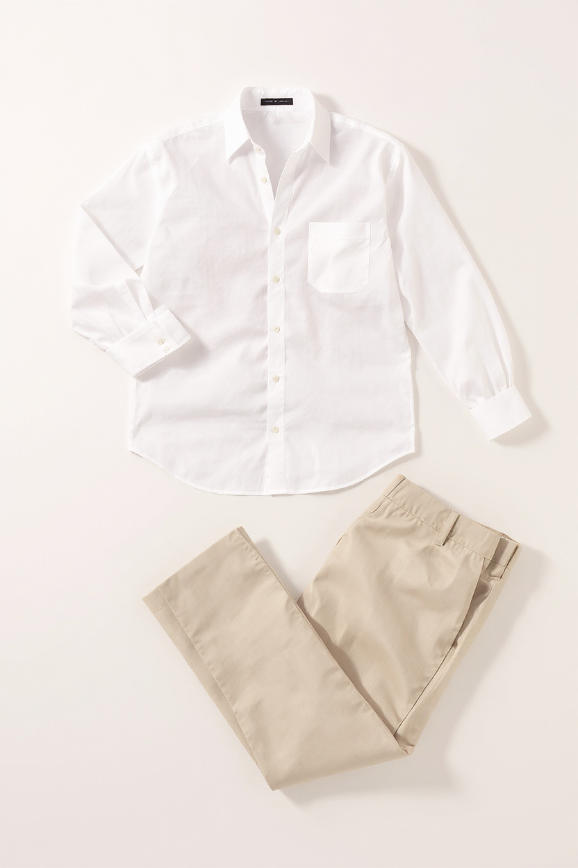 Linen Shirt and Trouser Set for Men - White-Beige